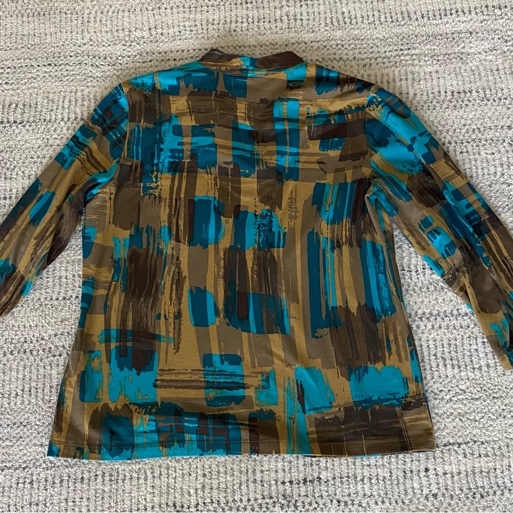 Ruby Rd. Blue and Brown Abstract Blouse - Picture 6 of 8